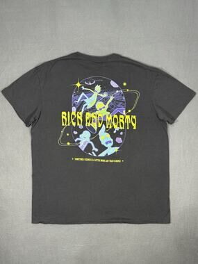 Rick and Morty Men’s XL Black Graphic T-Shirt Front Back Print Cartoon